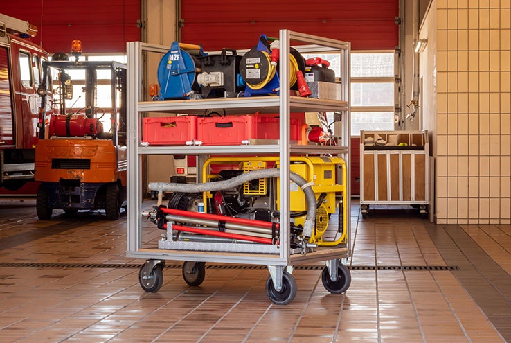 Conteneurs à rouleaux pour sapeurs-pompiers