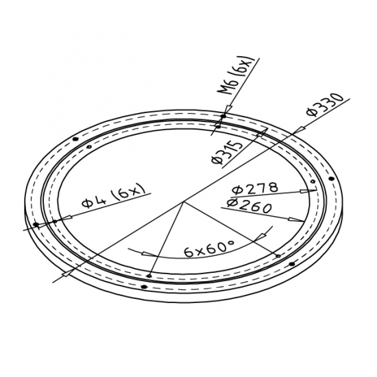 Couronne de pivotement 330 / 260 / 14 mm